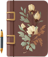 baroque-library-notebook-pen-brown-flower-33-100w